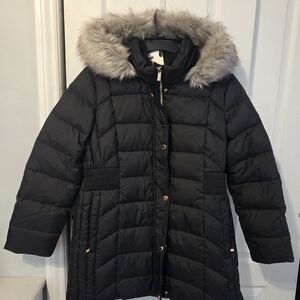 Anne Klein XL Ladies NWT Puffer Coat with Faux Fur Hood